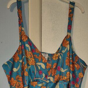 Sofia Jeans Maxi Sundress Turquoise w/Floral Print Women's Plus Size XXXL NEW!!